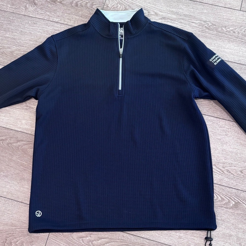 Straight Down‎ Waffle Knit Sweater Mens XL Navy Blue Golf Preppy Athletic Casual